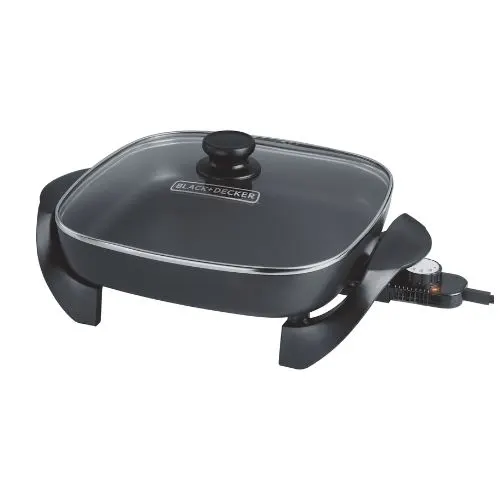 Sartén Eléctrica Black+Decker SK1212BAR Antiadherente con Tapa de Vidrio
