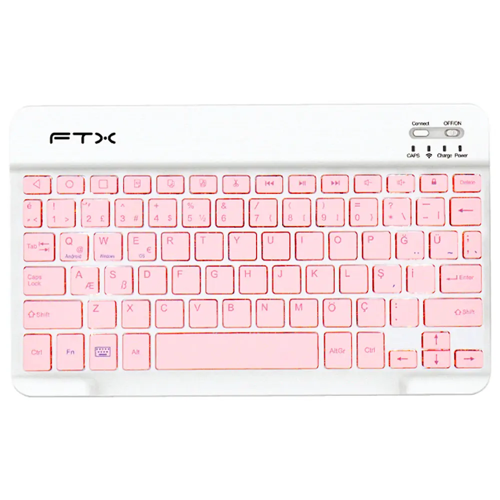 Teclado Bluetooth FTX FTXB09 compacto blanco y rosa