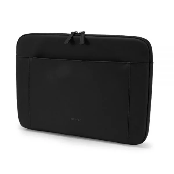 Funda negra FTX para notebook con bolsillo frontal, cierre superior de dos tiradores y esquinas redondeadas