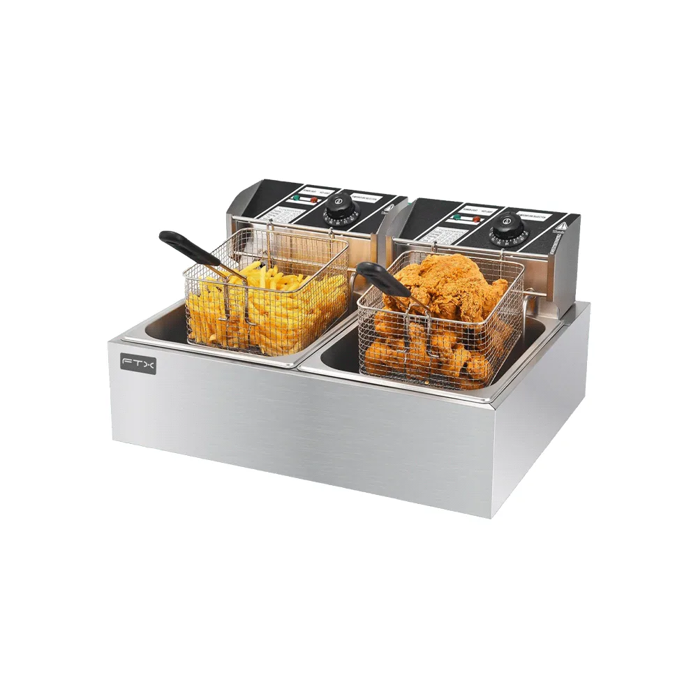 Freidora eléctrica doble FTX DF-20 de 5000 W con dos cestas