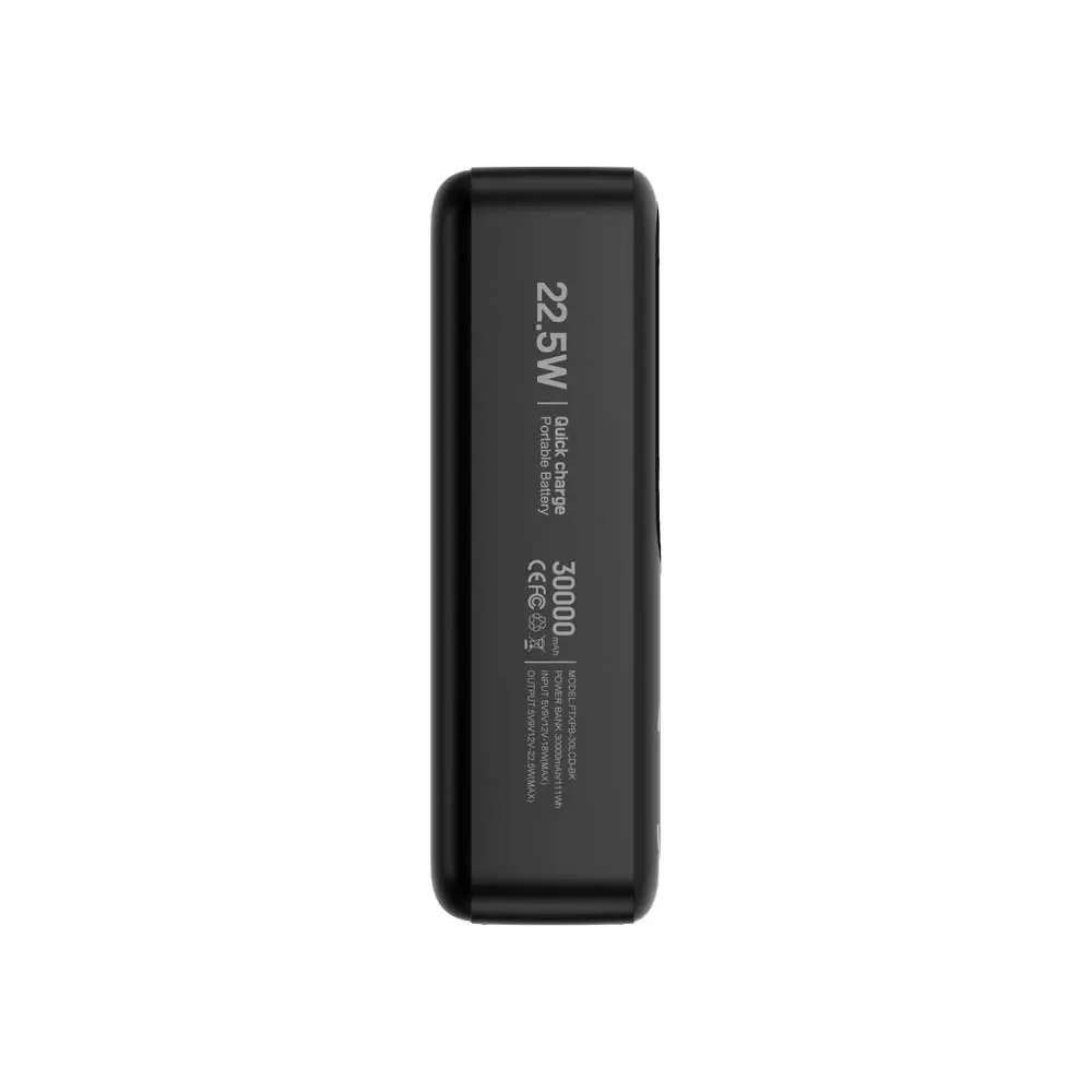 Power bank negro FTX con pantalla LCD frontal, cables integrados y puertos USB - Vista 6