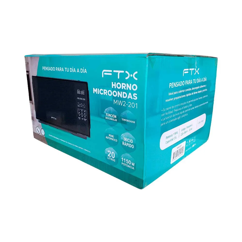 Microondas FTX 20 Litros Digital 1150W MW2-201 color negro con luz interna - Vista 5