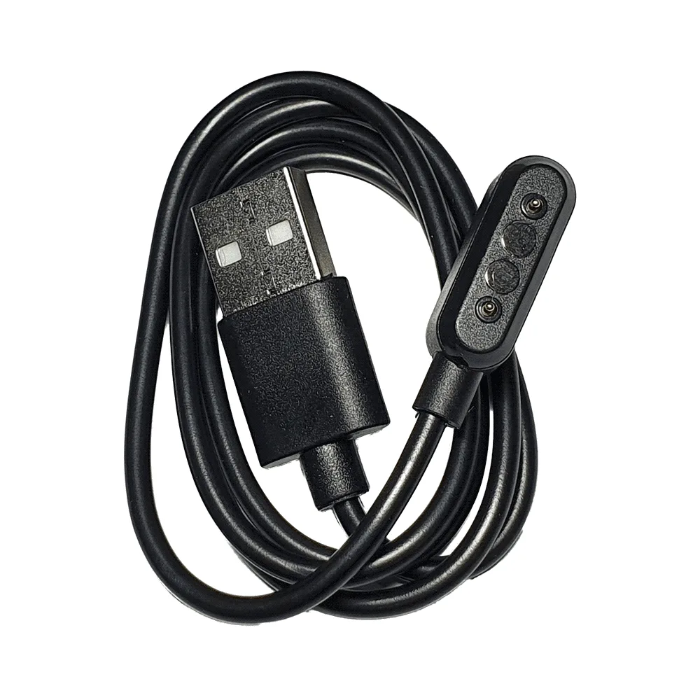 Cable cargador negro FTX con conector USB-A y cabezal magnético de 2 pines