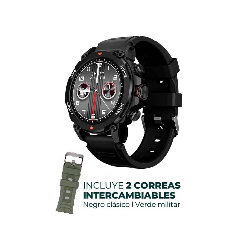 Smartwatch FTX FTXG6-BB 57 mm negro con GPS y dos correas