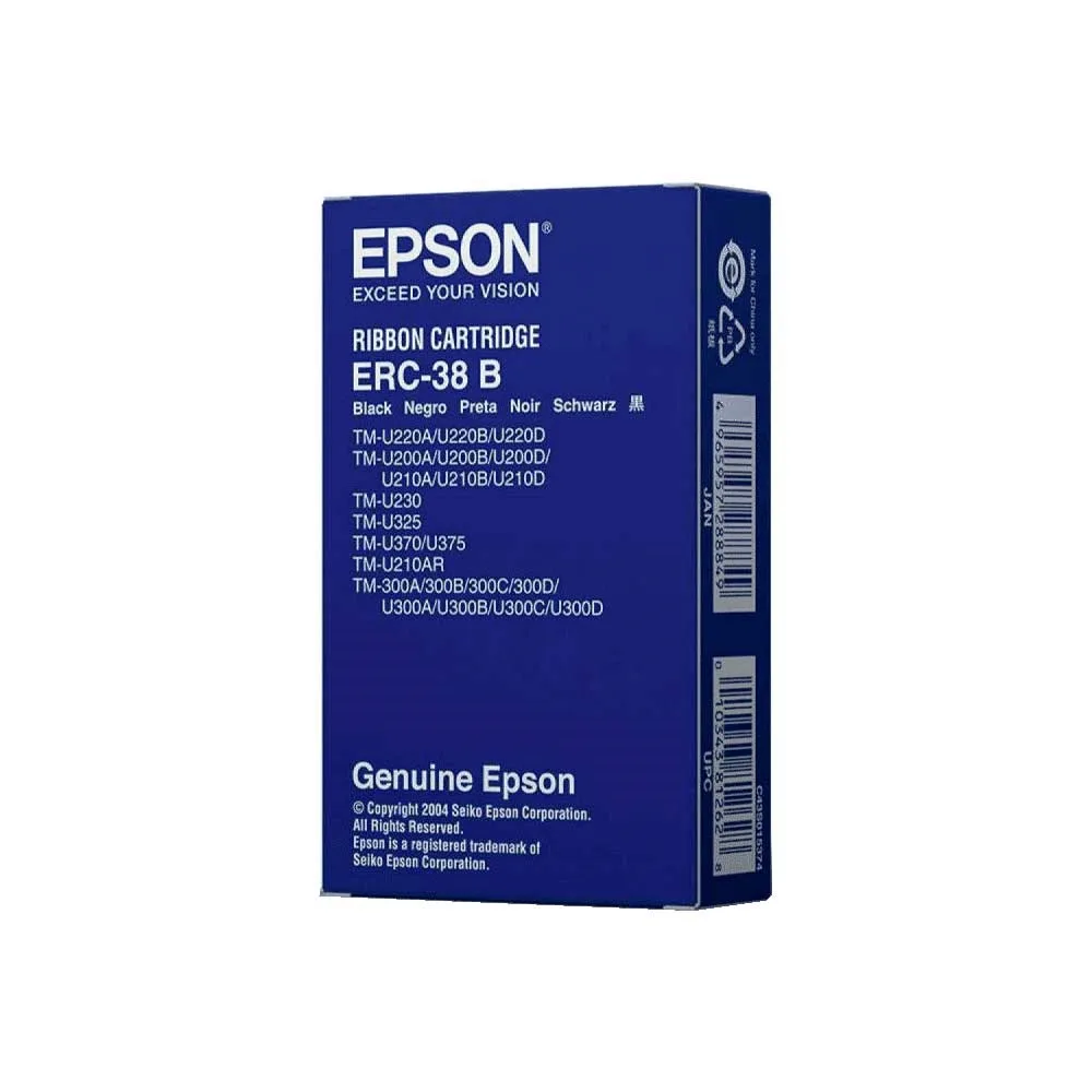 Caja azul de cinta de impresión Epson ERC-38B negra