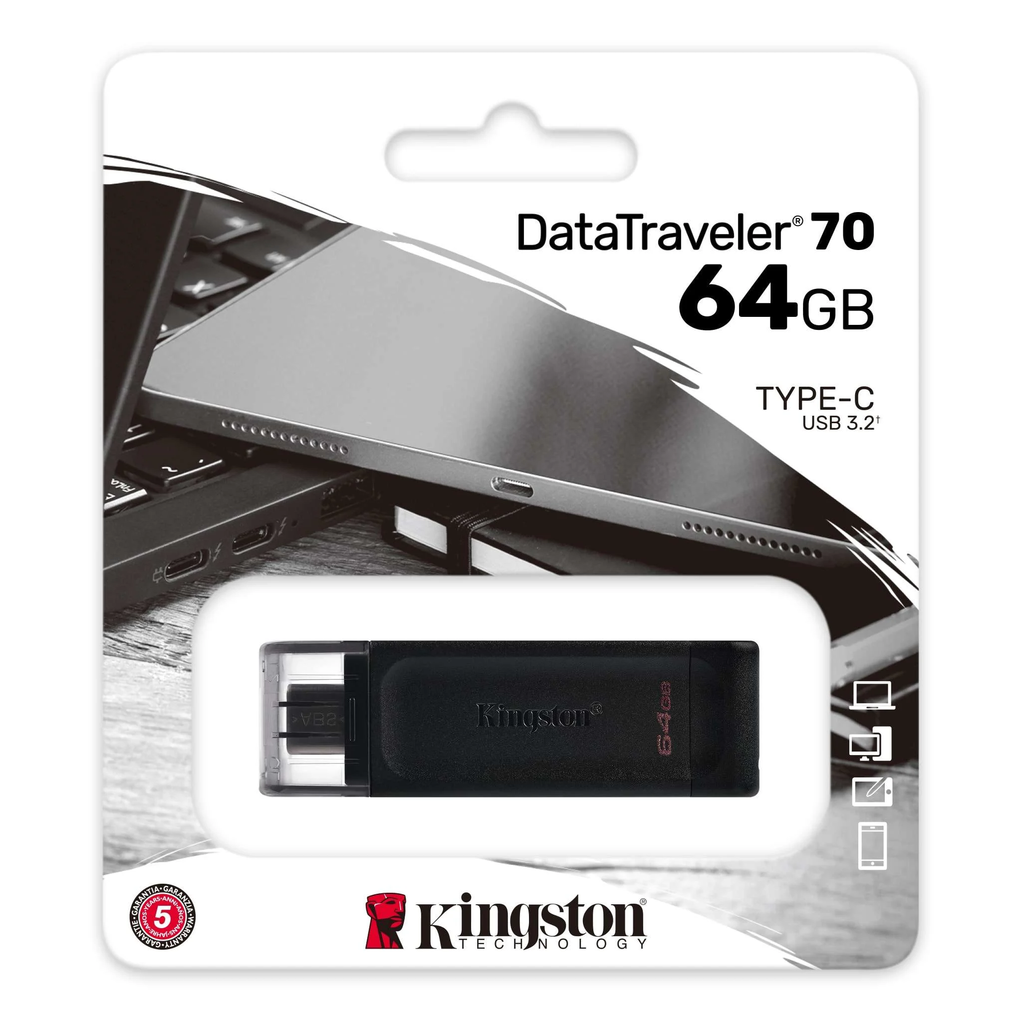 PENDRIVE KINGSTON DATATRAVELER 70 64GB USB-C 3.2 DT70/64GB