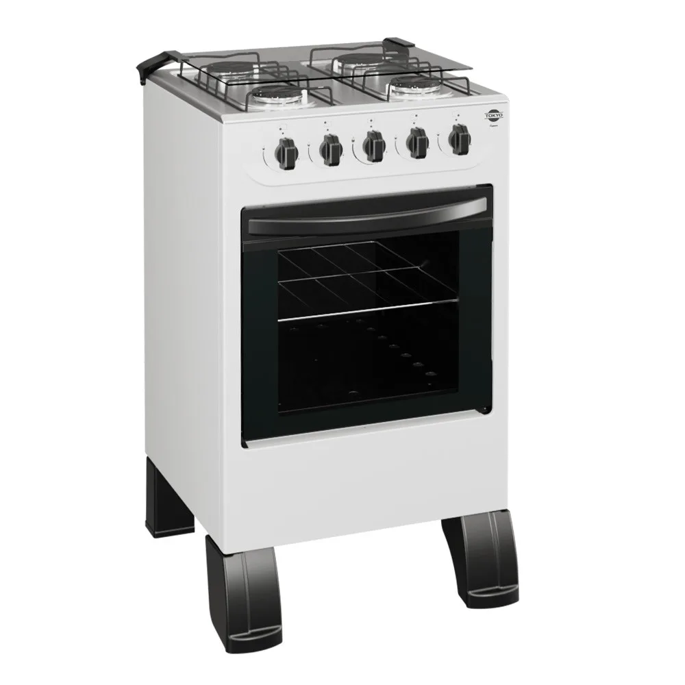 Cocina a gas Tokyo Flamex Plus blanca con encendido automático y horno