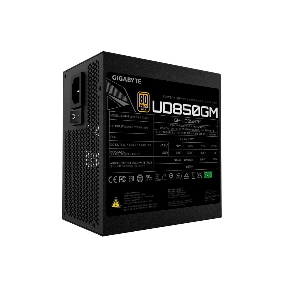 FUENTE GIGABYTE 850W 80PLUS GOLD FULL MODULAR BIVOLT GP-UD850GM - Vista 4