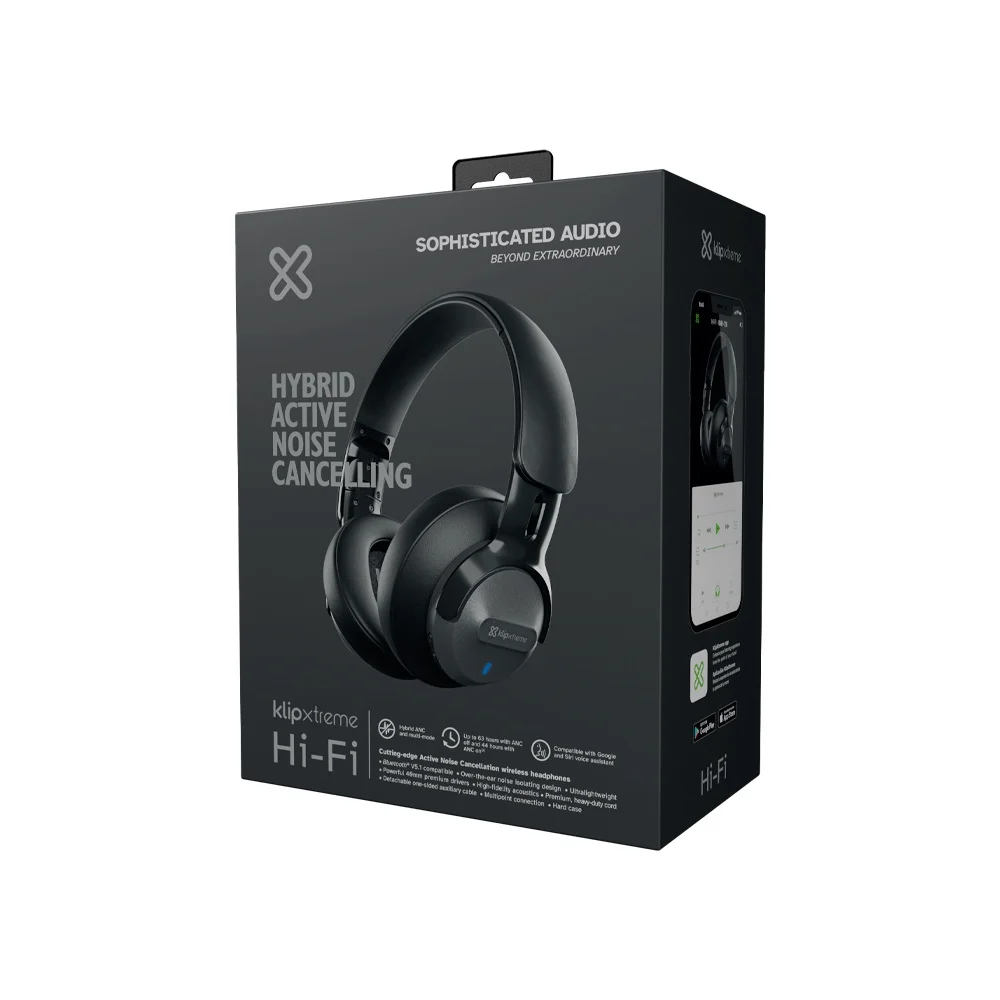 AURICULAR CON MICROFONO KLIP KNH-750GR HI-FI ANC/BLUETOOTH/3.5MM/GRIS - Vista 4