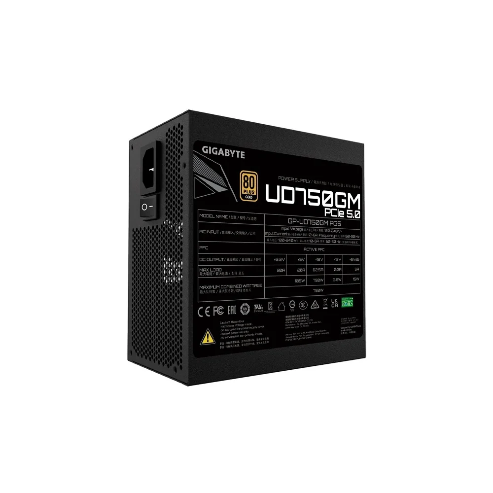 FUENTE GIGABYTE 750W 80 PLUS GOLD FULL MODULAR BIVOLT GP-UD750GM PG5 - Vista 3