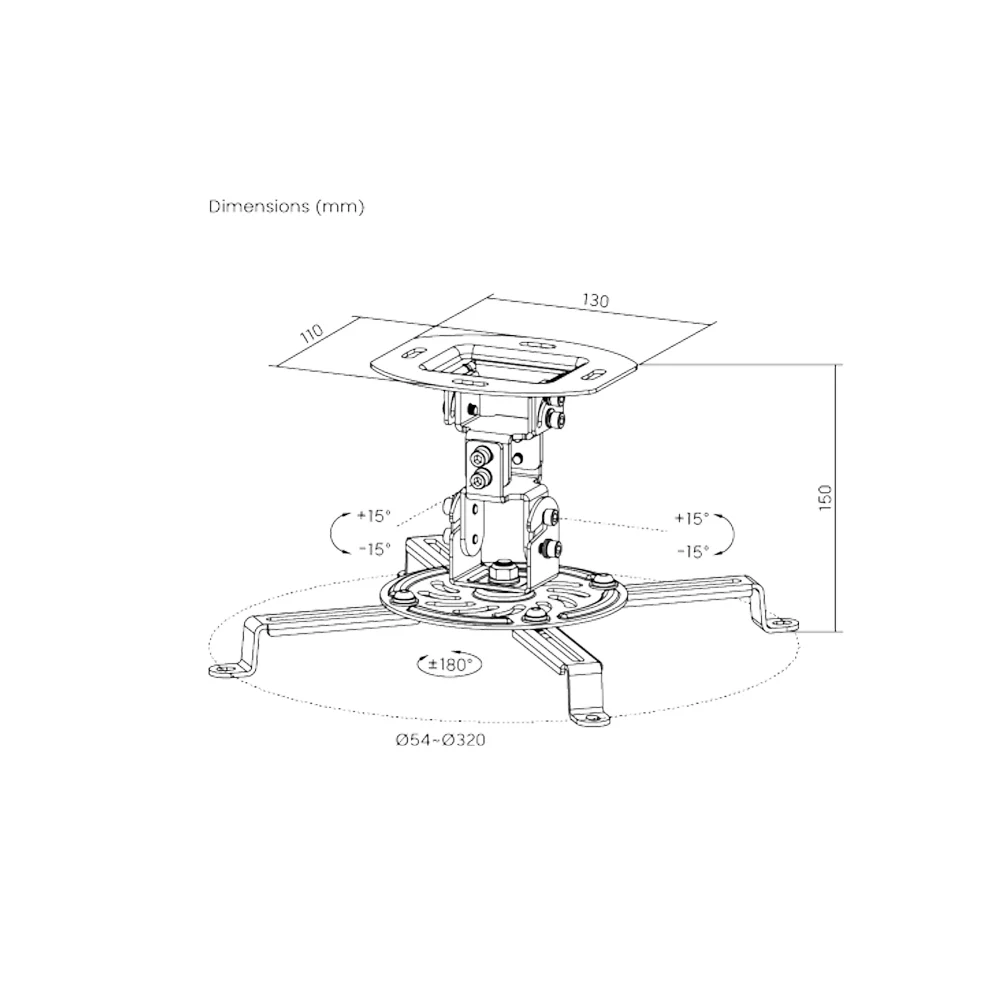 SOPORTE P/PROY FTX FTX-18F 13.5KG INCL/GIR/ROT360°/TEC/NEGRO - Vista 2