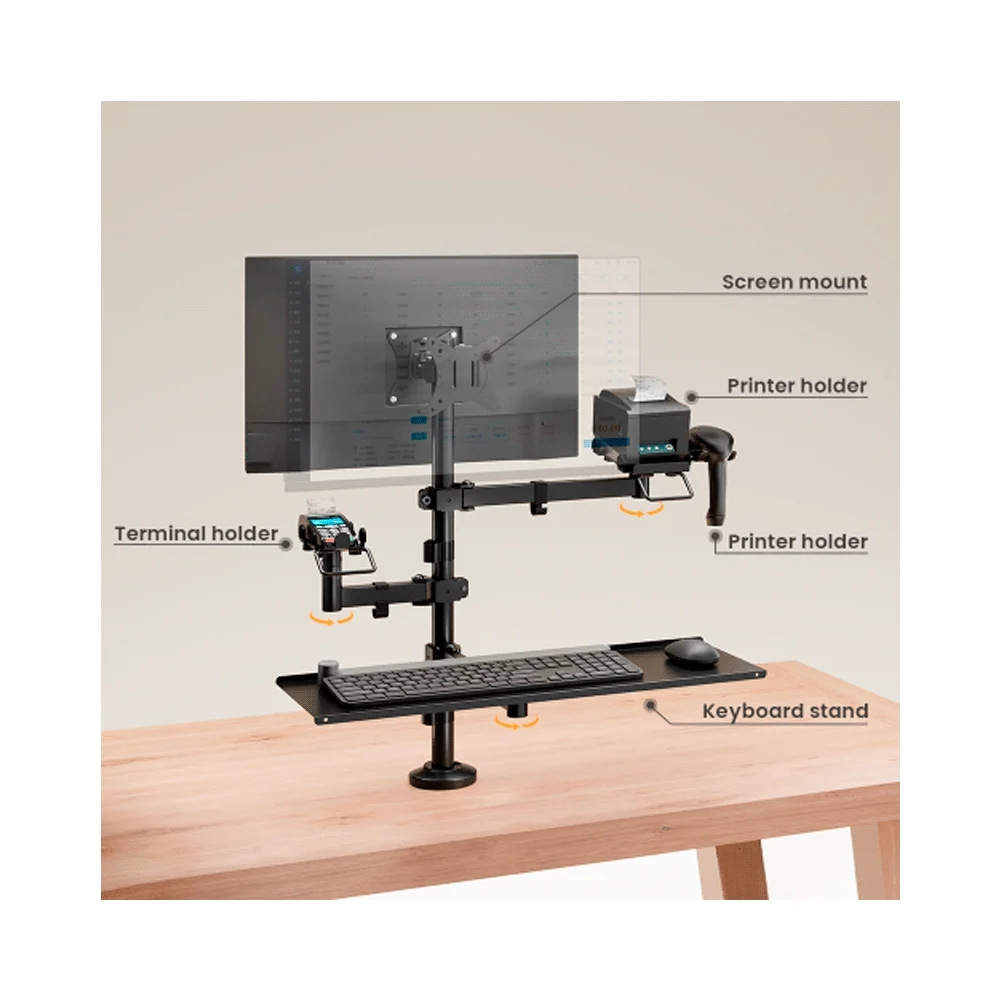 SOPORTE PARA PUNTO DE VENTA IMP/2MON/SCAN FTX FTX-02LD 17" A 32" 9KG/ART/ROT180°/GIRO - Vista 2