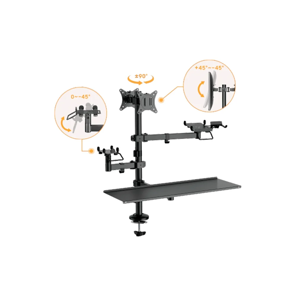 SOPORTE PARA PUNTO DE VENTA IMP/2MON/SCAN FTX FTX-02LD 17" A 32" 9KG/ART/ROT180°/GIRO - Vista 4