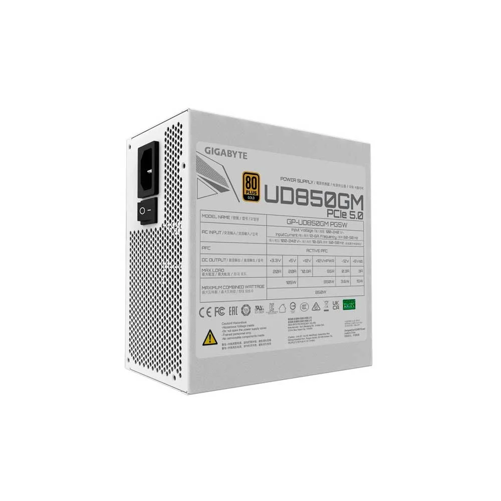 FUENTE GIGABYTE 850W 80PLUS GOLD FULL MODULAR BLANCO BIVOLT GP-UD850GM PG5W - Vista 2