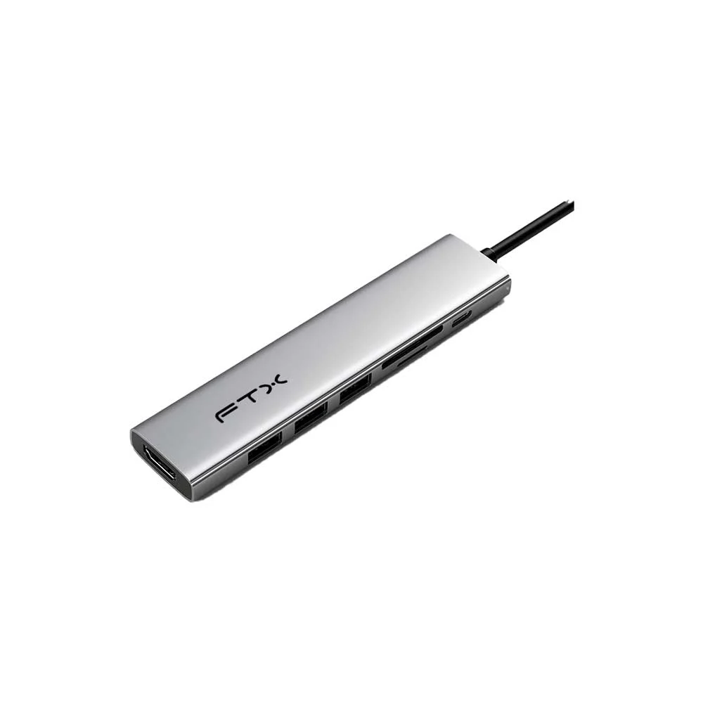 HUB 7 EN 1 USB-C - HDMI/USB-A/USB-C/SD FTX-HBP2-AG7 4K/30HZ/100W/5GBPS - Vista 2