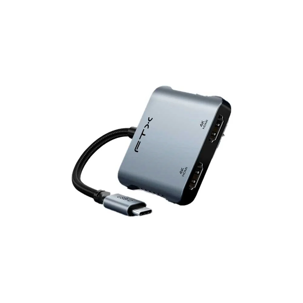 ADAPTADOR USB-C - 2 HDMI/USB-C/USB-A FTX-CM2H4K-AG 4K/60HZ/100W/GRIS - Vista 2