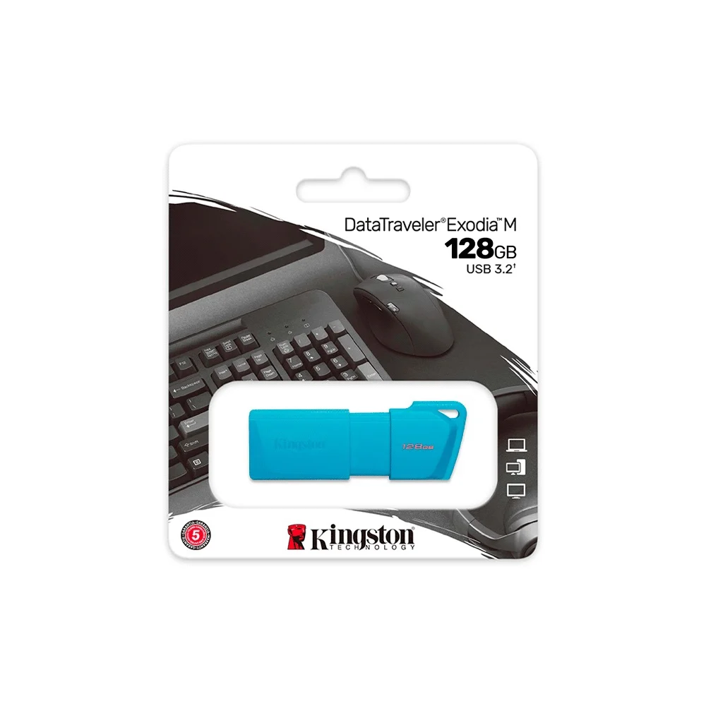 PENDRIVE KINGSTON DATATRAVELER EXODIA M 128GB KC-U2L128-7LB USB-A AZUL - Vista 2