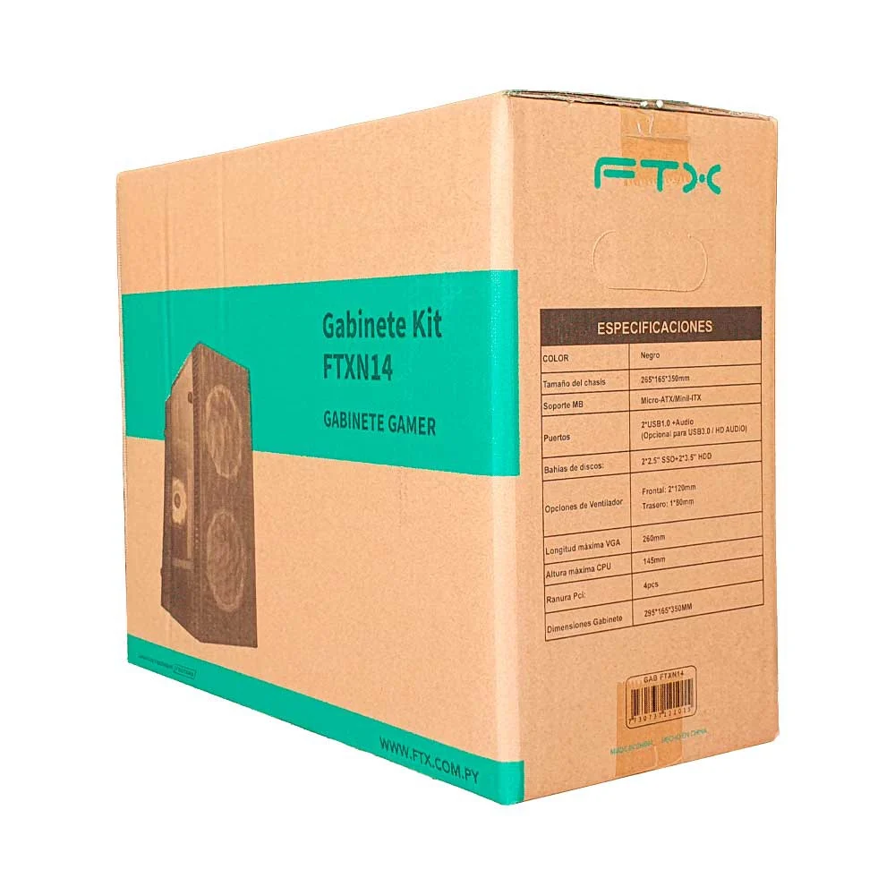 GABINETE KIT FTXN14 C/FUENTE 500W MOUSE+TECL+SPK+LATERAL TRANSP MATX/MITX - Vista 5