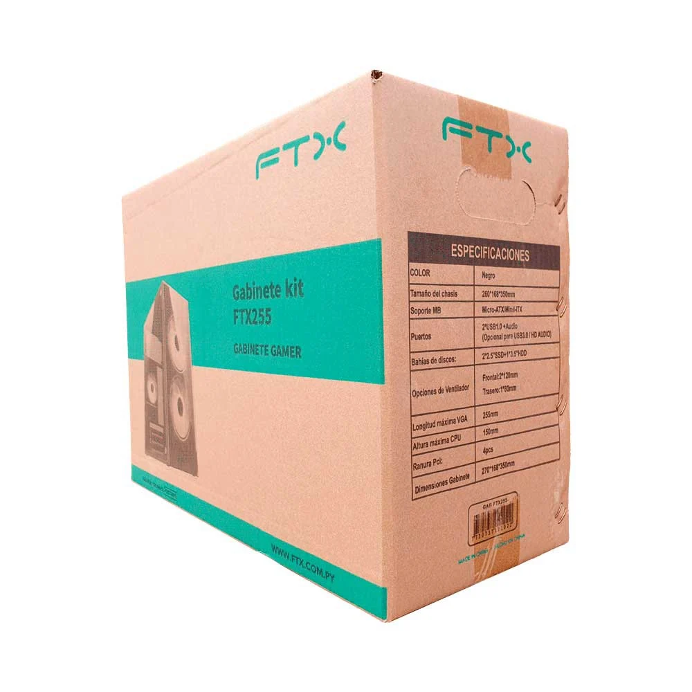 GABINETE KIT FTX255 C/FUENTE 500W MOUSE+TECL+SPK+LAT FRON TRANSP MATX/MITX - Vista 4