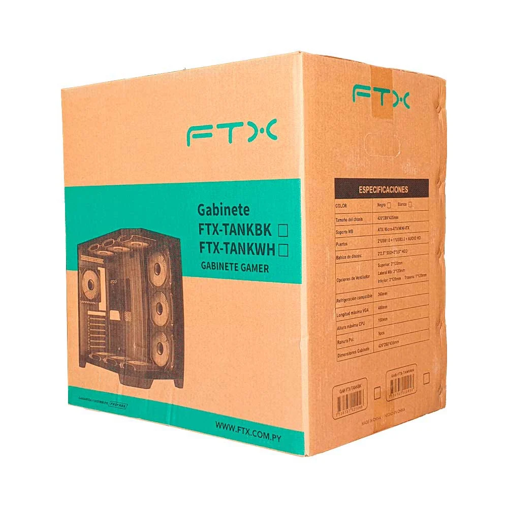 GABINETE GAMER FTX-TANKWH VIDRIO TEMPLADO AQUARIO ATX/MATX/MITX BLANCO - Vista 4