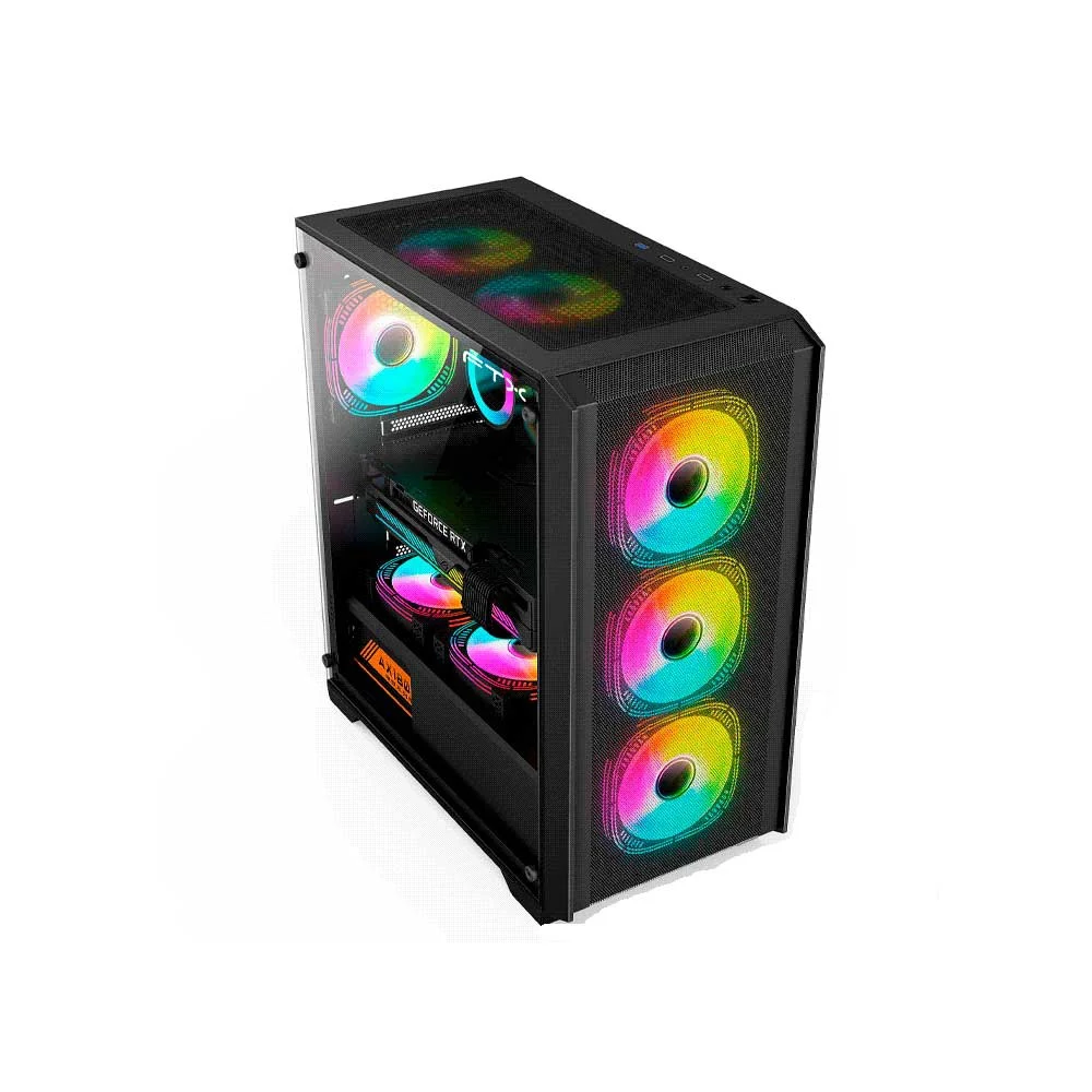 GABINETE GAMER FTX-702BK VIDRIO TEMPLADO MATX/MITX NEGRO - Vista 2