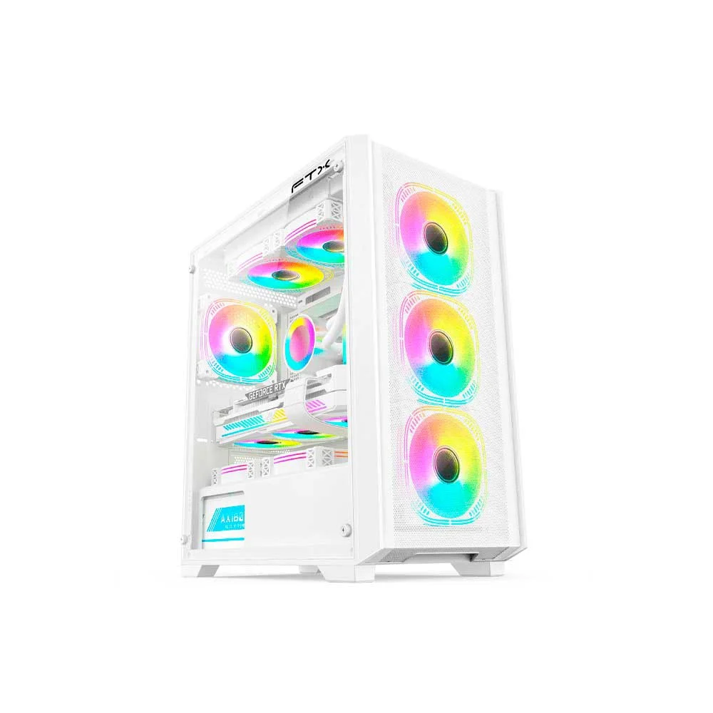 GABINETE GAMER FTX-702WH VIDRIO TEMPLADO MATX/MITX BLANCO - Vista 2