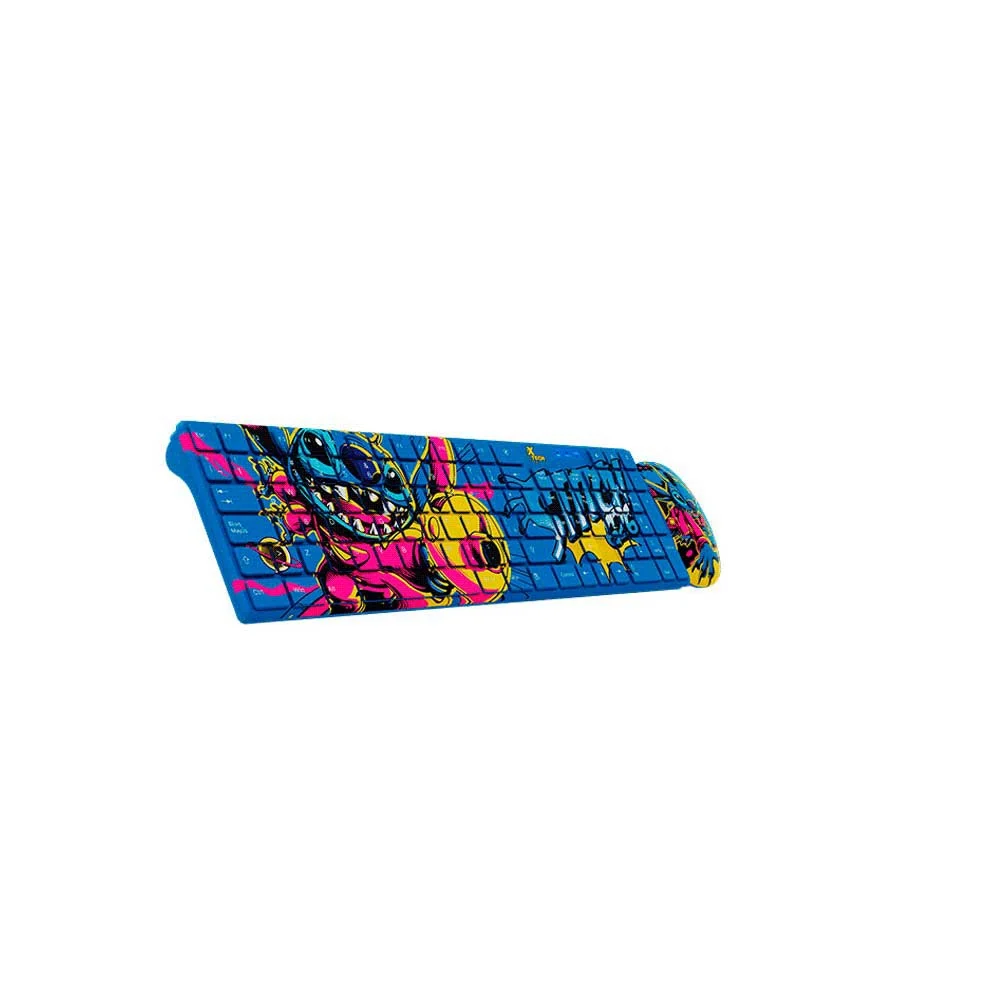 TECLADO + MOUSE XTECH WIRELESS XTK-D312ST STITCH NUM/ESP/AZUL - Vista 2