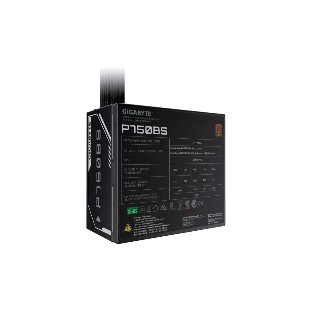 FUENTE GIGABYTE 750W 80PLUS BRONZE SEMIMODULAR 220V GP-P750BS - Vista 5