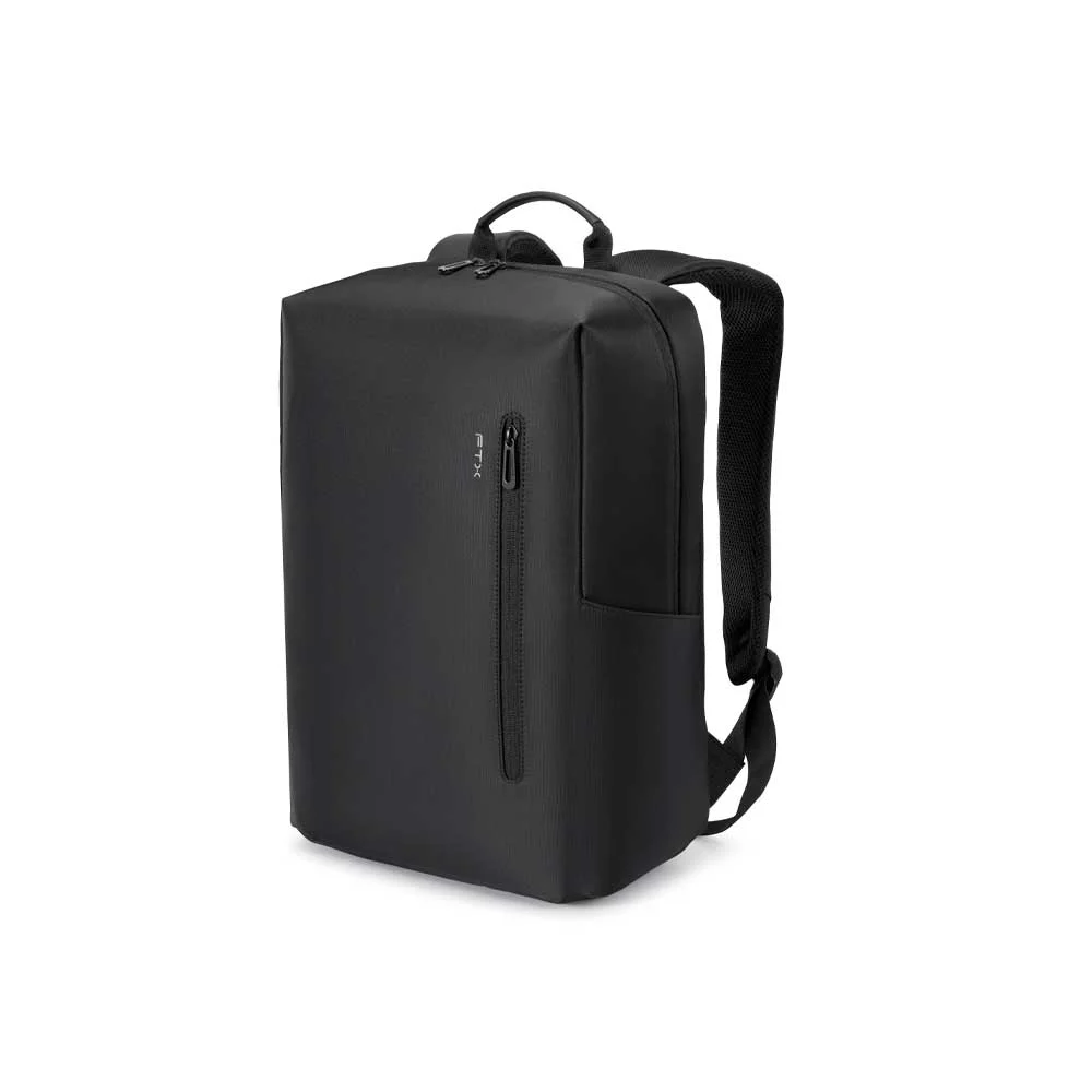 Mochila FTX ONE-BK negra de frente, con asa superior, cierre principal de dos tiradores y bolsillo frontal vertical con cierre. - Vista 2