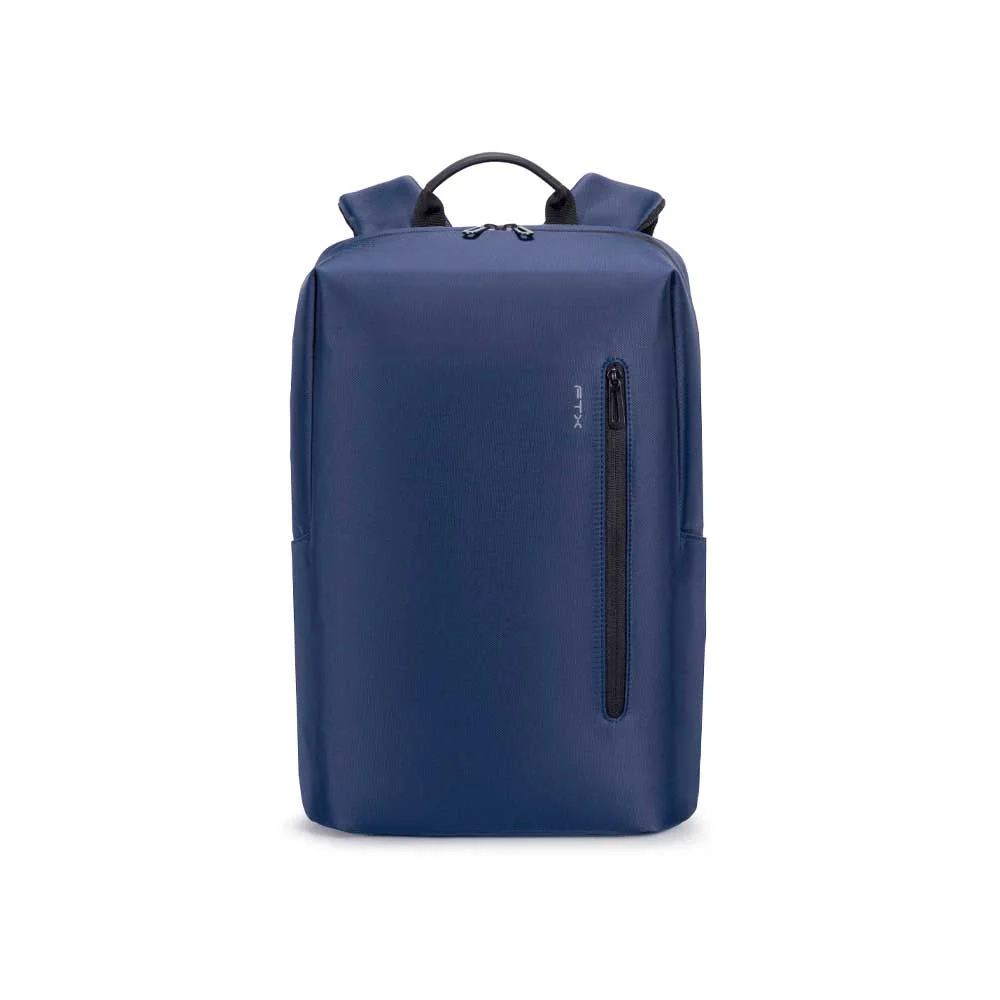 Mochila FTX ONE-BL azul oscuro con asa superior, cierre doble en la abertura principal y bolsillo frontal vertical con cierre.