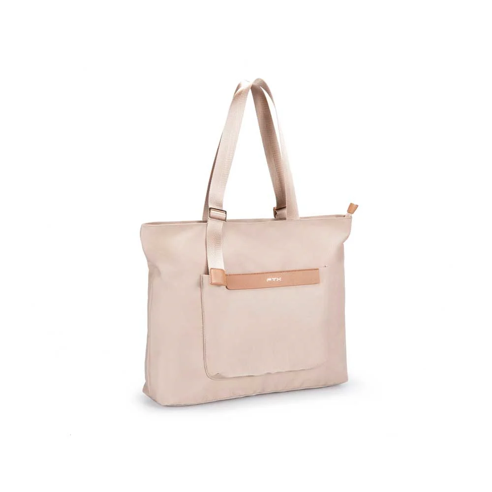 Bolso FTX Emma-KH color Khaki con asas superiores, bolsillo frontal con cierre y correa de hombro - Vista 2