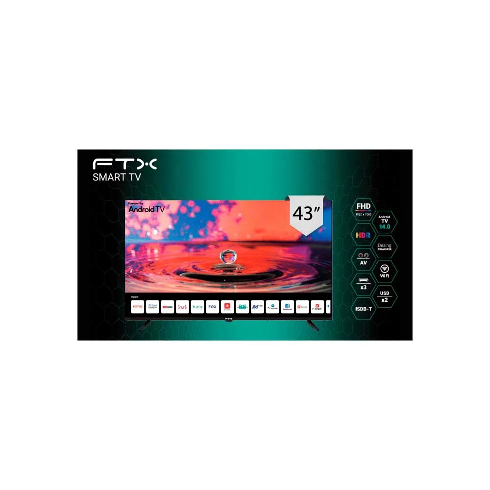 TELEVISOR 43" FTX43FHD4V1 FHD DIG/SMART/2HDMI/2USB/RED/AND14 BORDE INFINITO - Vista 2
