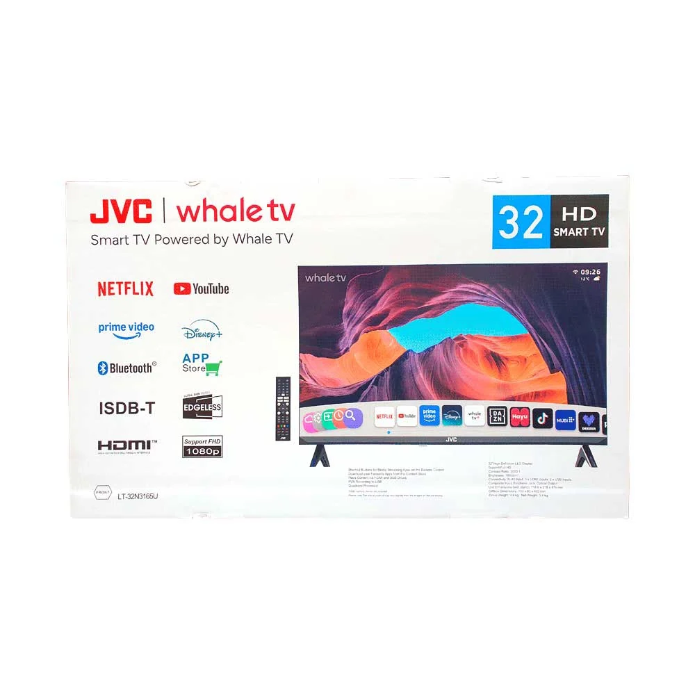 TELEVISOR 32" JVC LT-32N3165U FHD OPT/ DIG/ BLUETOOTH/ 3 HDMI/ 2 USB/ RED/ WHALE BORDE INF - Vista 5