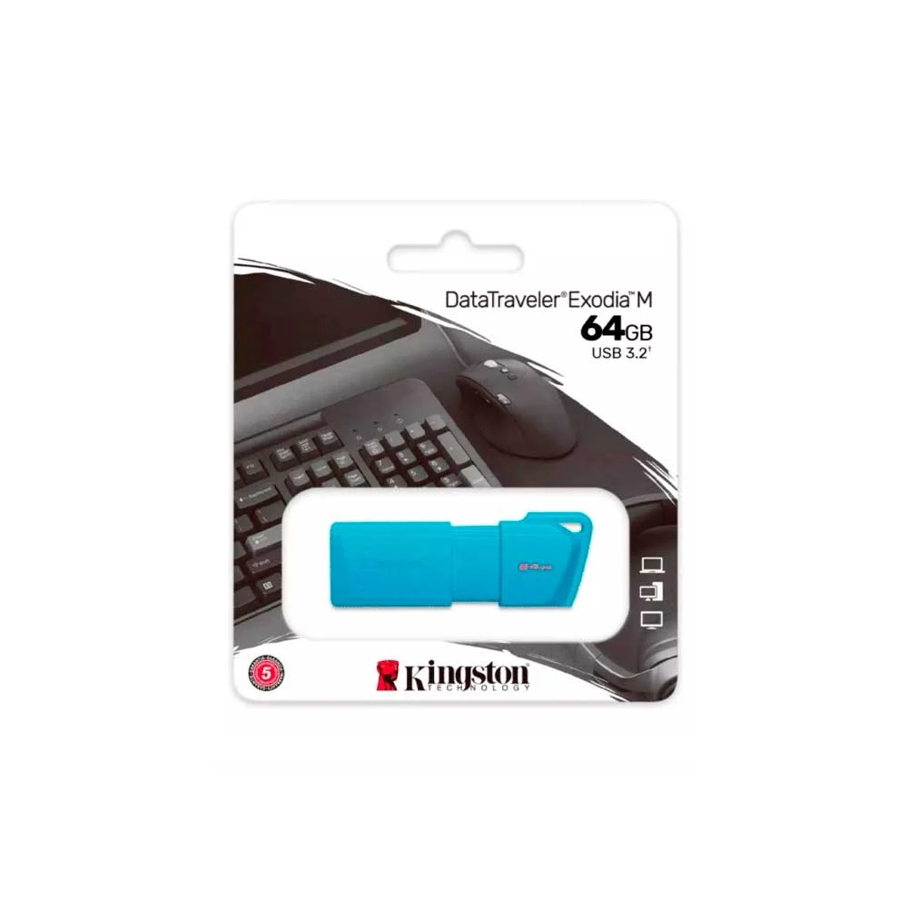 PENDRIVE KINGSTON DATATRAVELER EXODIA M 64GB KC-U2L64-7LB USB-A AZUL - Vista 2