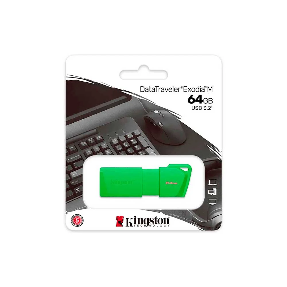 PENDRIVE KINGSTON DATATRAVELER EXODIA M 64GB KC-U2L64-7LG USB-A VERDE - Vista 2