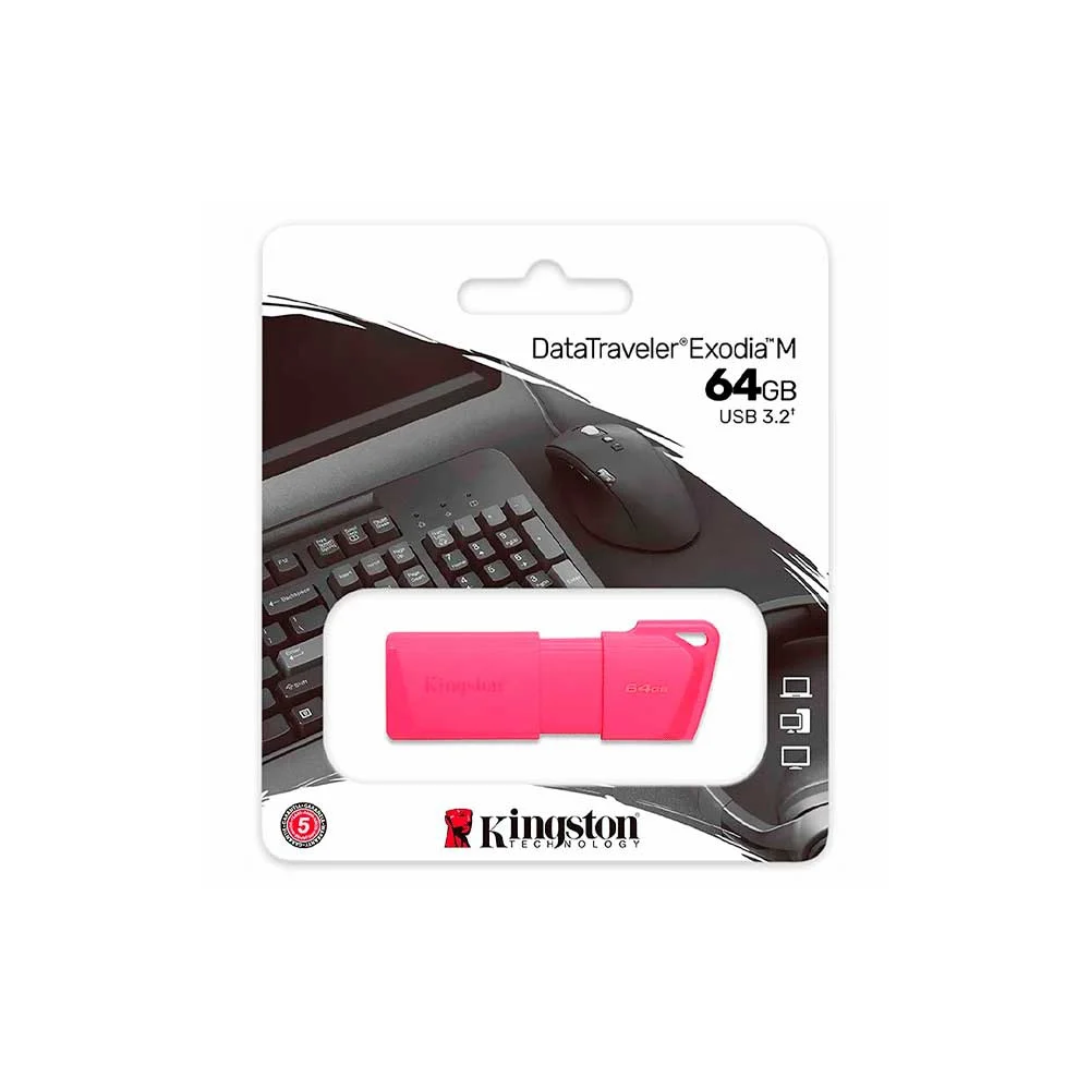 PENDRIVE KINGSTON DATATRAVELER EXODIA M 64GB KC-U2L64-7LN USB-A ROSA - Vista 2
