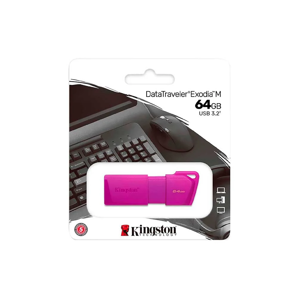 PENDRIVE KINGSTON DATATRAVELER EXODIA M 64GB KC-U2L64-7LP USB-A LILA - Vista 2
