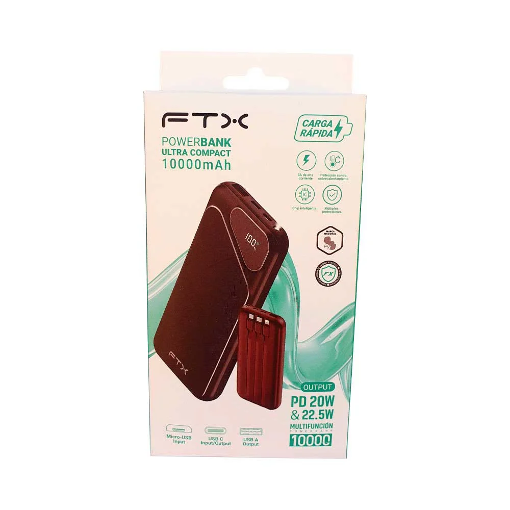 CARGADOR PORTATIL FTX 10000MAH 22.5W PB-10LCD-BK POWER BANK NEGRO - Vista 5