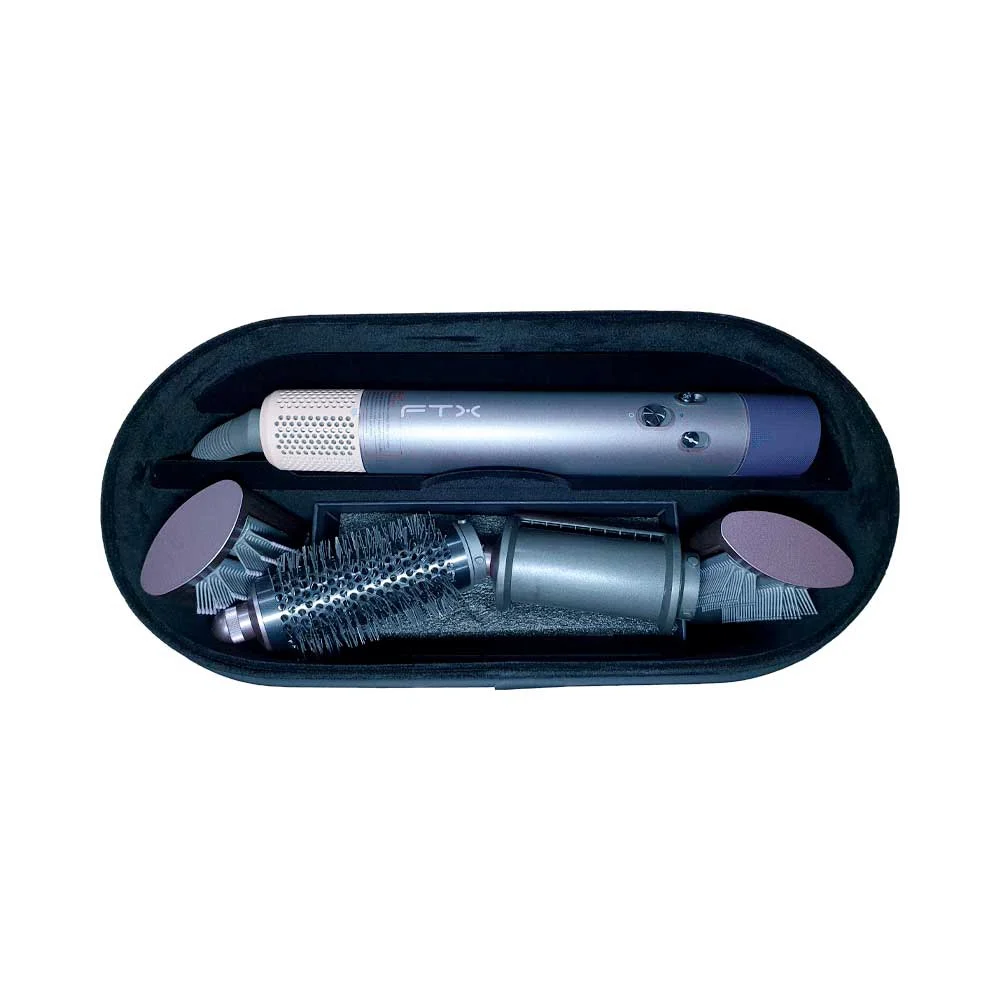Moldeador FTX lila y negro con mango de control y seis accesorios intercambiables para el cabello. - Vista 4