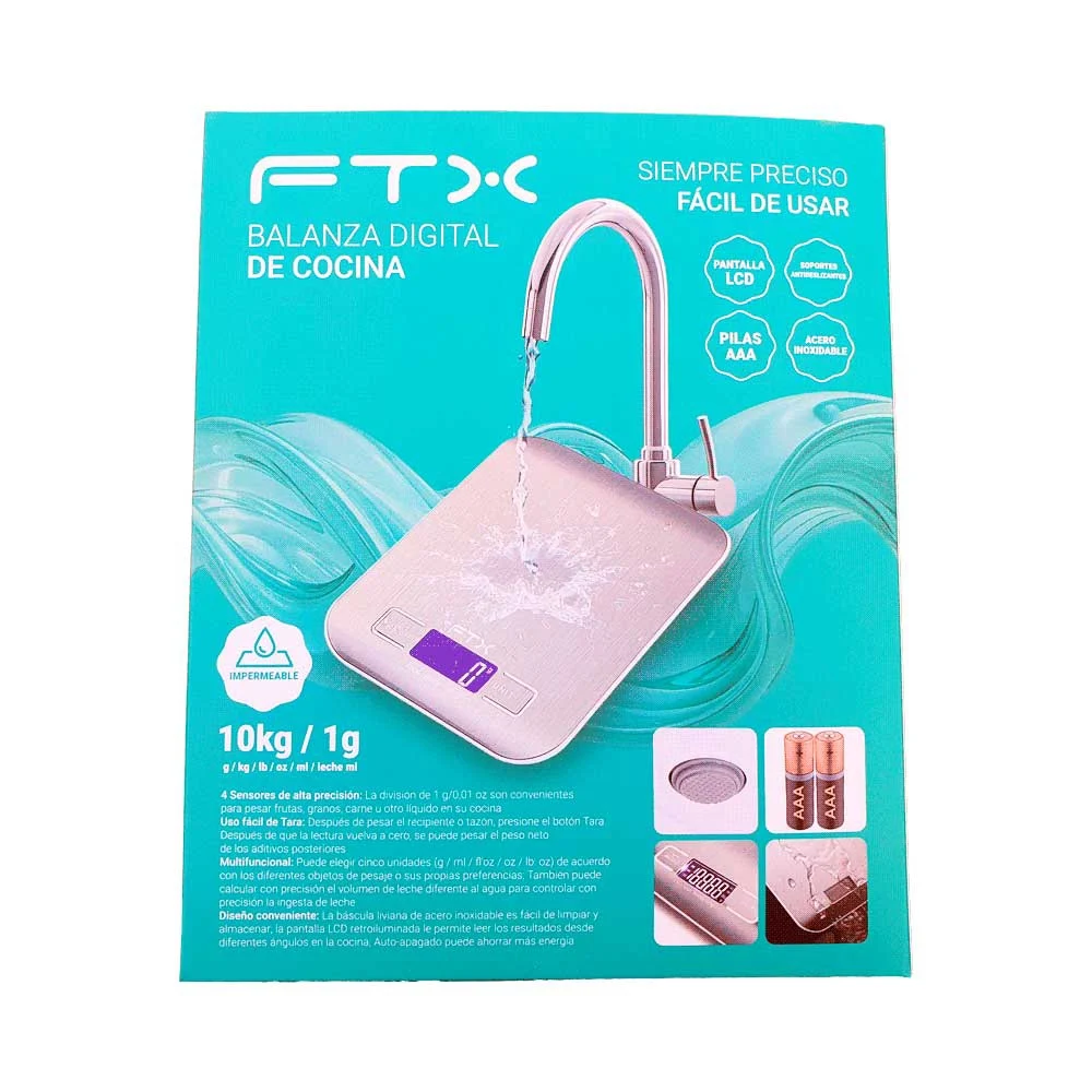 BALANZA DE COCINA FTX DIGITAL 10KG PLANA GRIS KS-101 - Vista 3