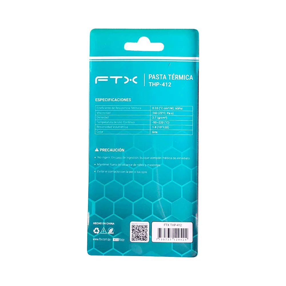 PASTA TERMICA FTX 4GR 1.2 W/M.K THP-412 - Vista 2