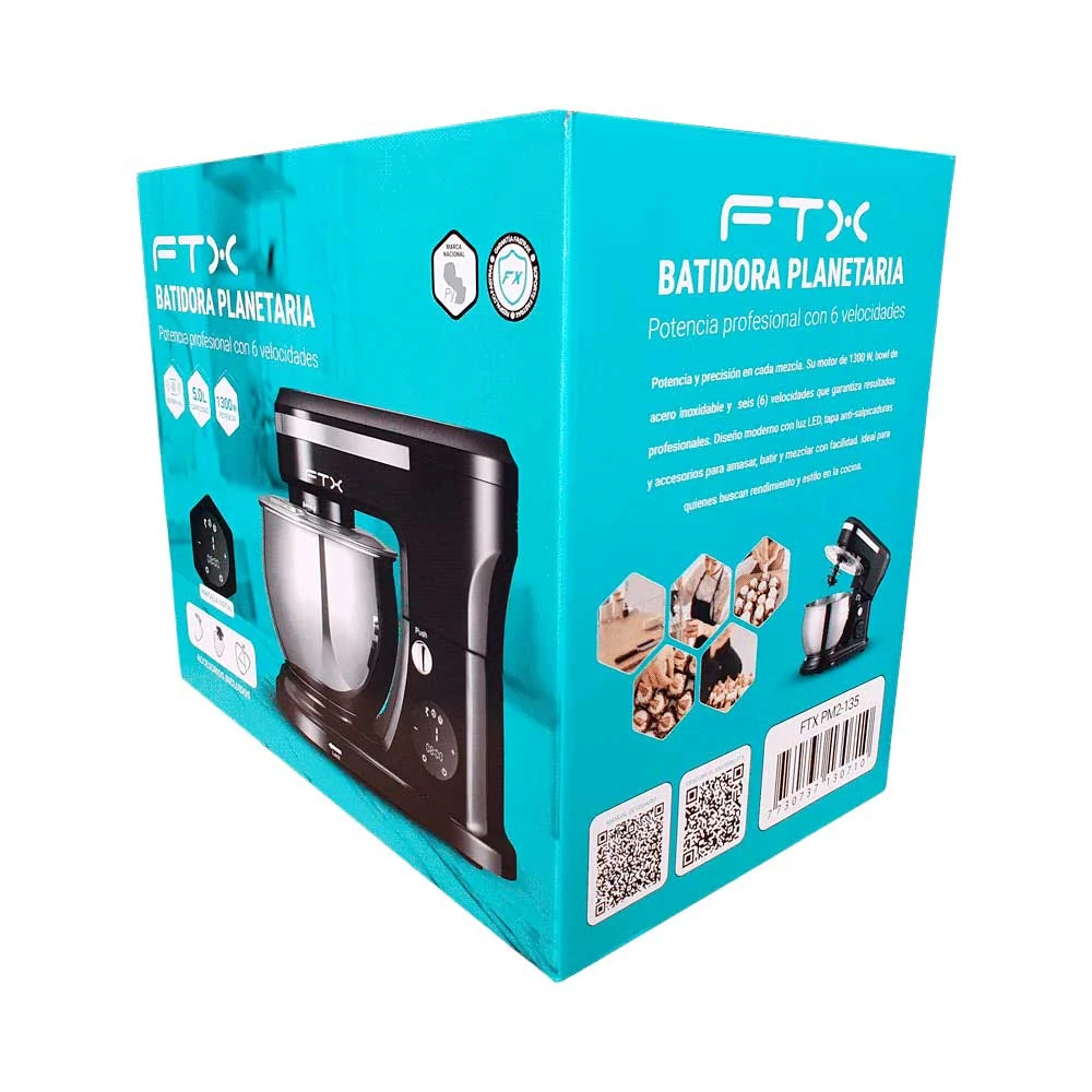 BATIDORA PLANETARIA FTX  5L 1300W 220V ACERO INOX PM2-135 - Vista 4