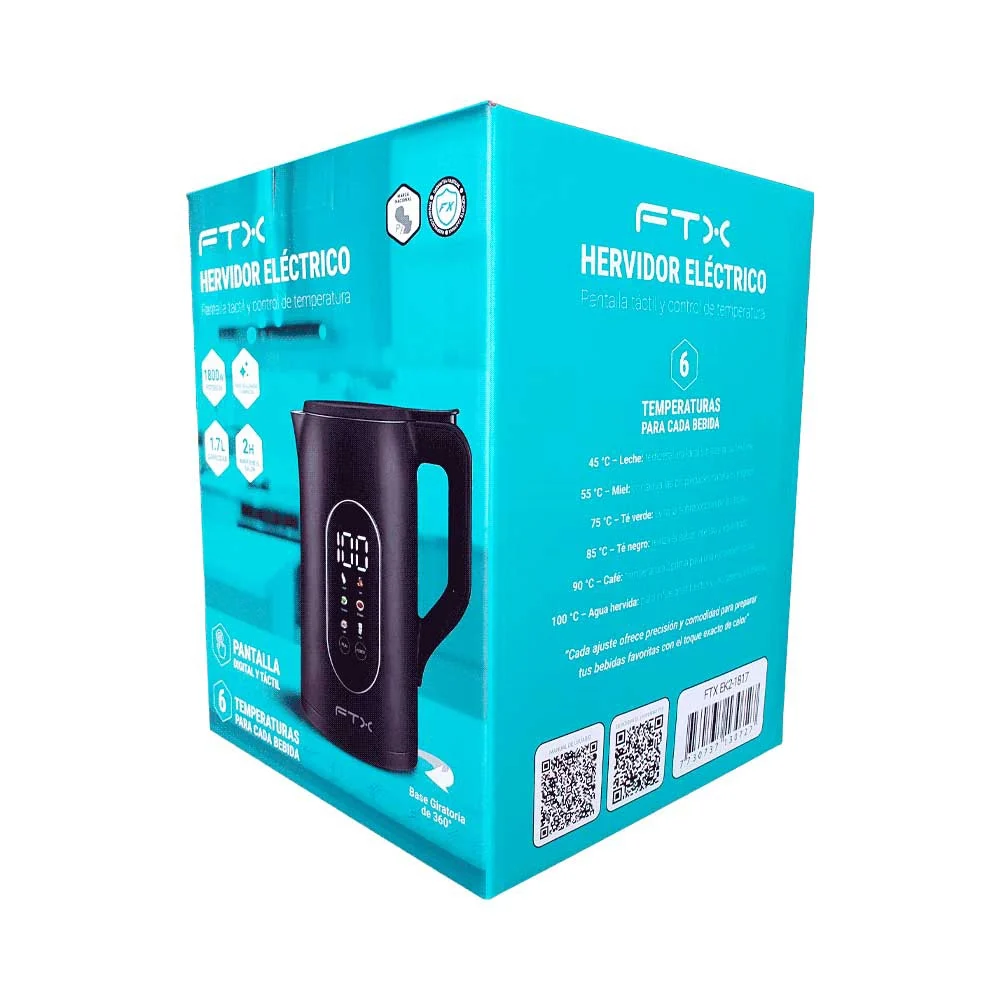HERVIDORA ELECTRICA FTX 1.7L 1800W 220V TOUCH ACERO INOXIDABLE EK2-1817 - Vista 4