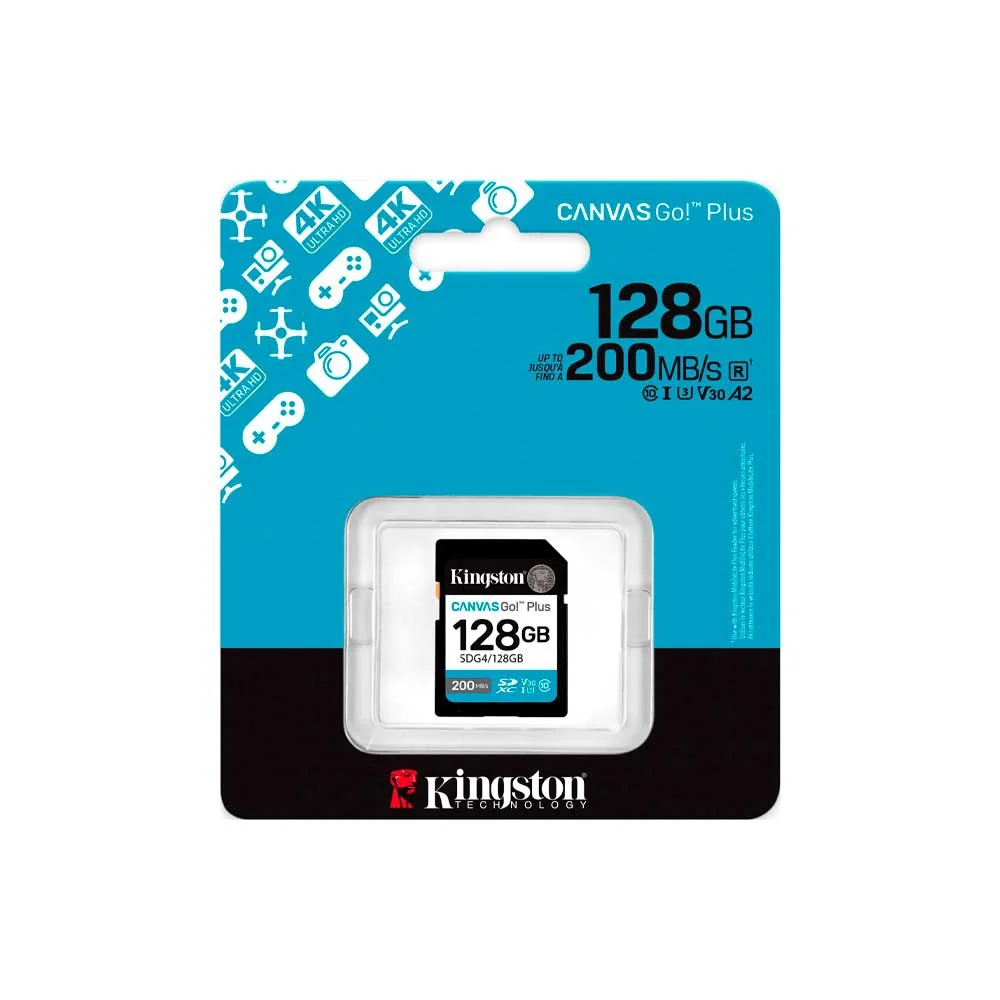 MEMORIA SD KINGSTON 128GB SDG4/128GB 200/100 CANVAS GO PLUS CLASS 10 - Vista 3