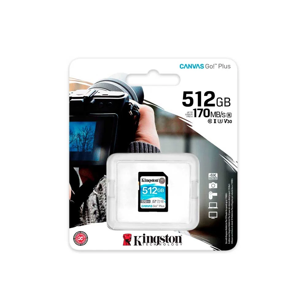 MEMORIA SD KINGSTON 512GB SDG3/512GB 170/90 CANVAS GO PLUS - Vista 3