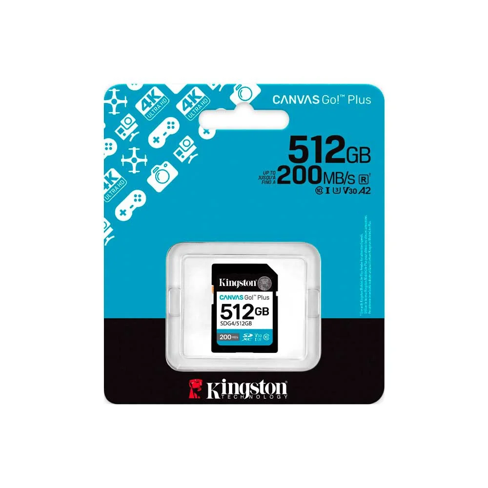 MEMORIA SD KINGSTON 512GB SDG4/512GB 200/160 CANVAS GO PLUS - Vista 3