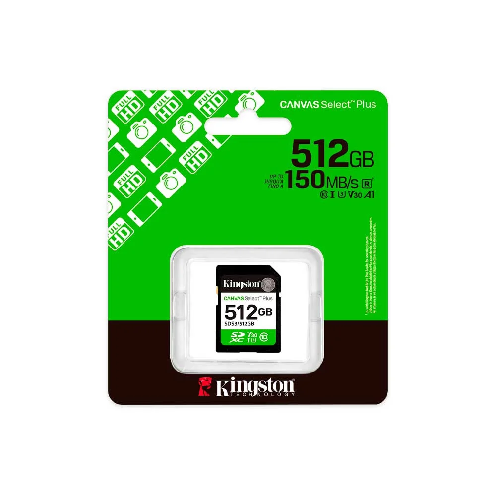 MEMORIA SD KINGSTON 512GB SDS3/512GB 150 CANVAS SELECT PLUS CLASS 10 - Vista 3