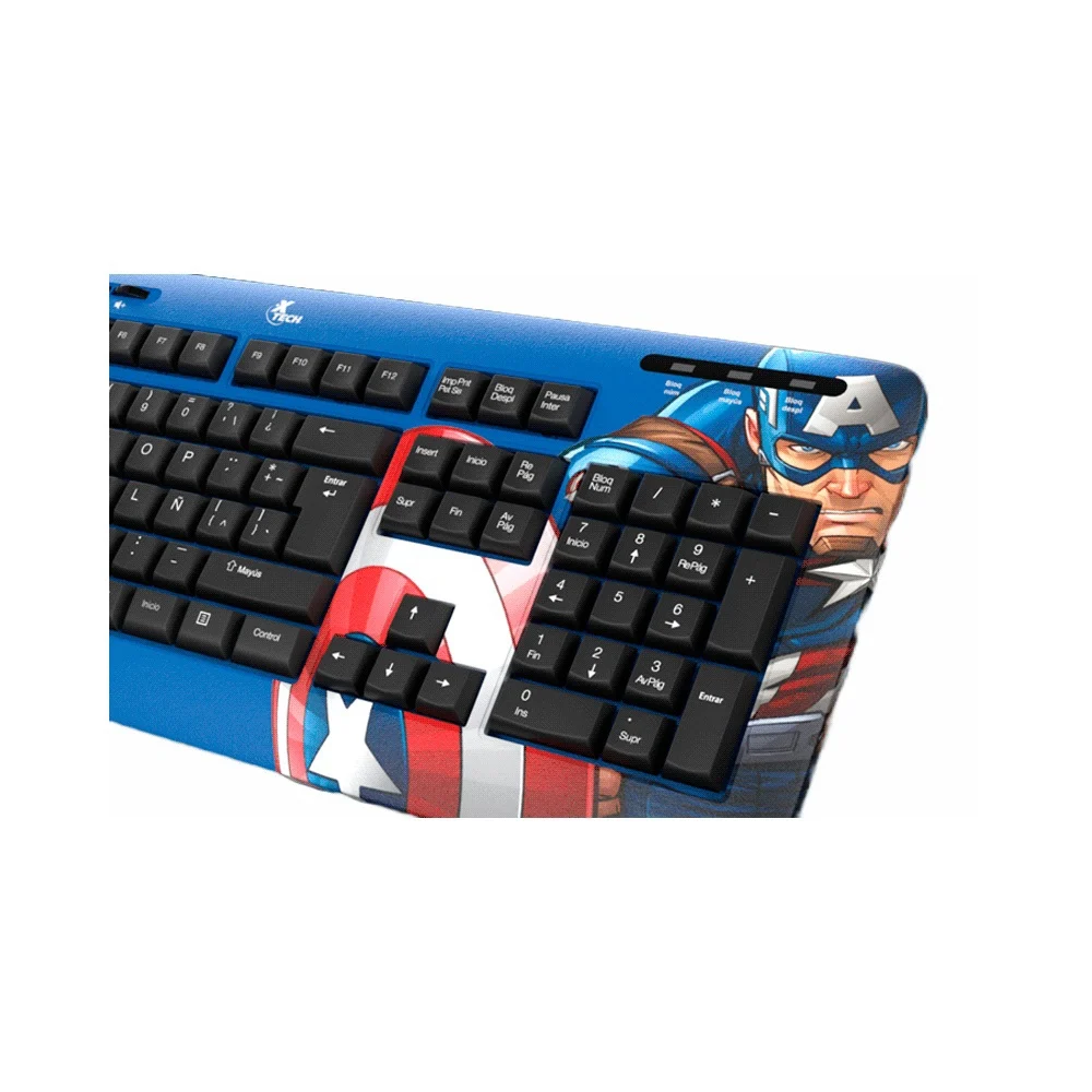 TECLADO XTECH USB XTK-M401CA CAPITAN AMERICA ESP/AZUL/MULTIMEDIA - Vista 3