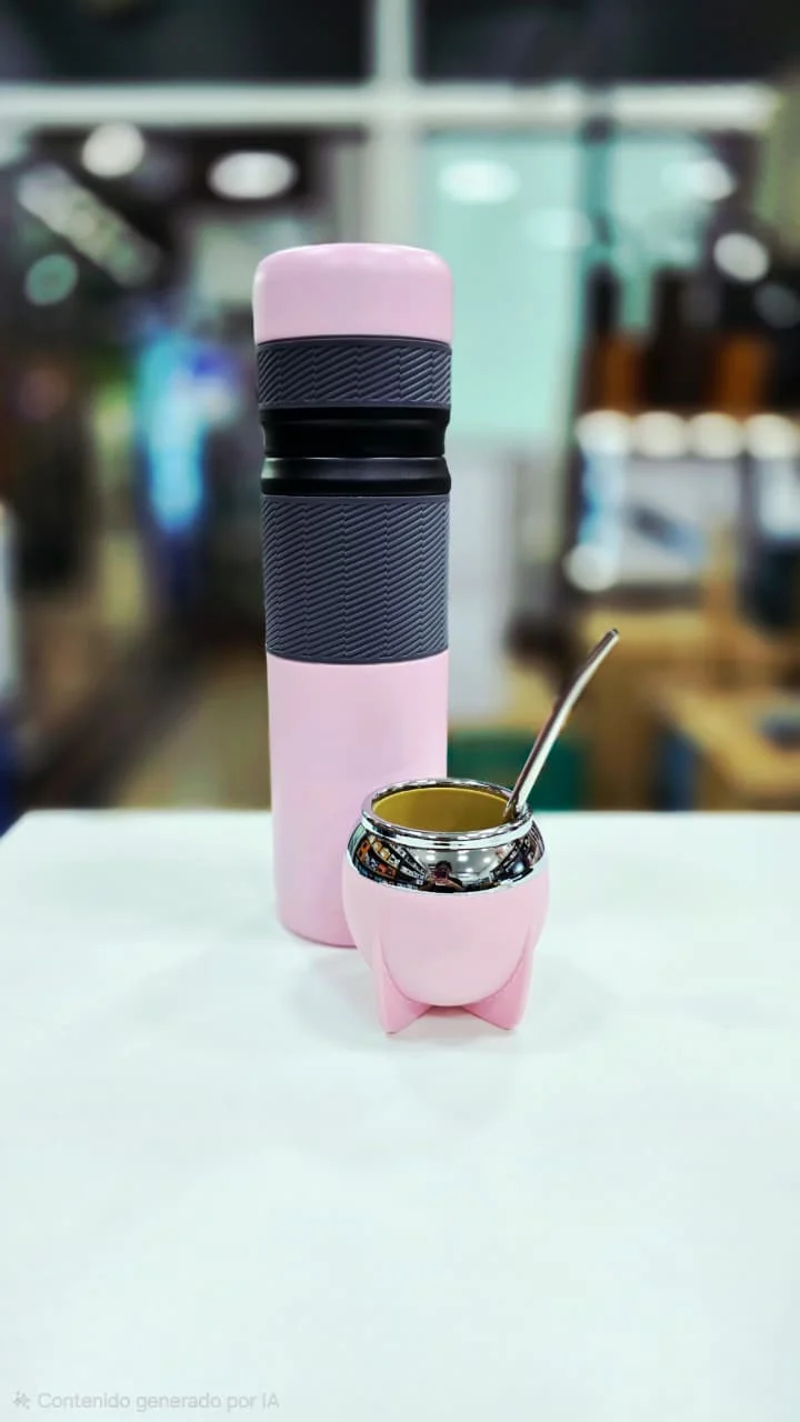 KIT TERMO 800ML + MATERO 150ML H10198 ROSA