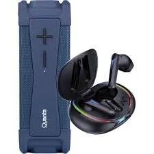 COMBO SPEAKER QUANTA QTSPT20 AZUL + AURICULAR QUANTA QTAGE10 NEGRO